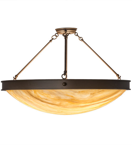 Meyda Lighting Dionne 30" 3-Light Cafe Noir Semi-flush Mount Light With Beige Travertine Idalight Shade Glass