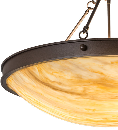 Meyda Lighting Dionne 30" 3-Light Cafe Noir Semi-flush Mount Light With Beige Travertine Idalight Shade Glass