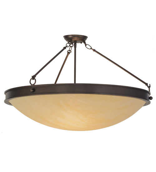 Meyda Lighting Dionne 30" 3-Light Mahogany Bronze Semi-flush Mount Ceiling Light With Sahara Taupe Idalight Shade