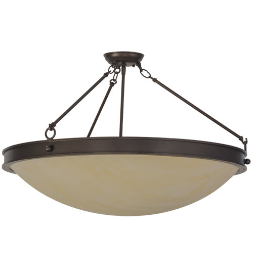 Meyda Lighting Dionne 30" 3-Light Mahogany Bronze Semi-flush Mount Ceiling Light With Sahara Taupe Idalight Shade