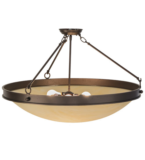 Meyda Lighting Dionne 30" 3-Light Mahogany Bronze Semi-flush Mount Ceiling Light With Sahara Taupe Idalight Shade