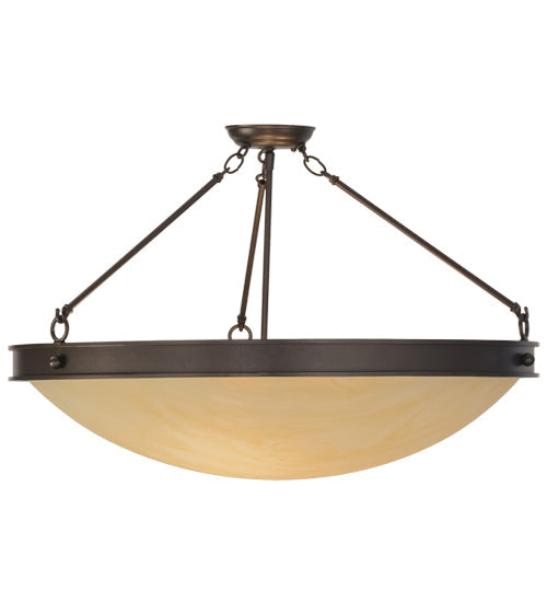 Meyda Lighting Dionne 30" 3-Light Mahogany Bronze Semi-flush Mount Ceiling Light With Sahara Taupe Idalight Shade