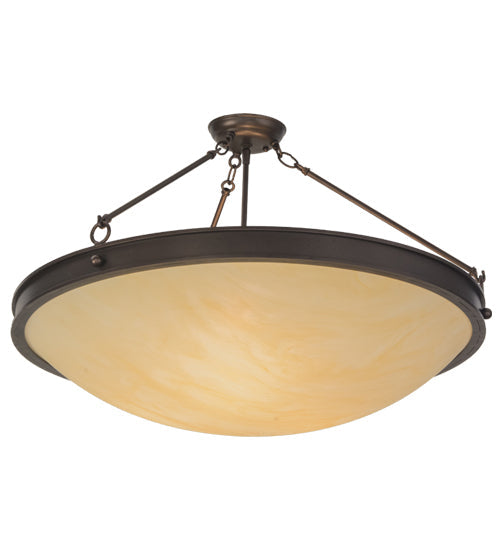 Meyda Lighting Dionne 30" 3-Light Mahogany Bronze Semi-flush Mount Ceiling Light With Sahara Taupe Idalight Shade