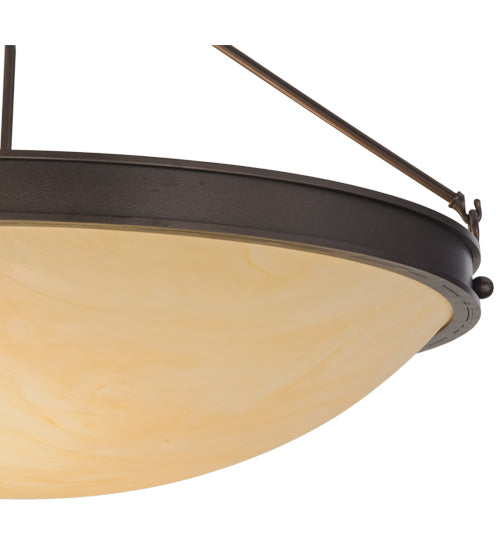 Meyda Lighting Dionne 30" 3-Light Mahogany Bronze Semi-flush Mount Ceiling Light With Sahara Taupe Idalight Shade