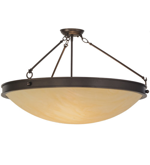 Meyda Lighting Dionne 30" 3-Light Mahogany Bronze Semi-flush Mount Ceiling Light With Sahara Taupe Idalight Shade