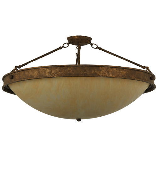 Meyda Lighting Dionne 30" 3-Light Pompeii Gold Semi-flush Mount Light With Beige Sahara Taupe Idalight Shade