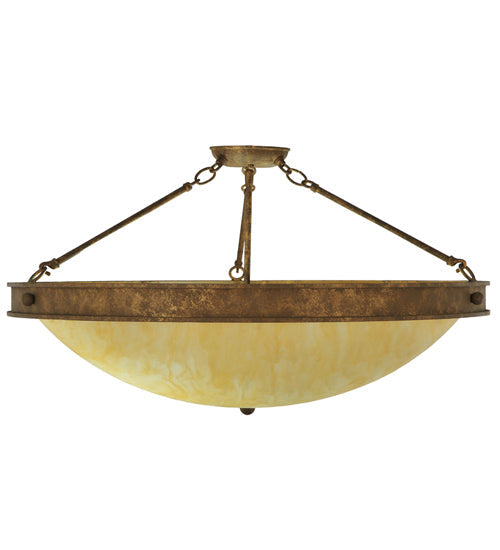 Meyda Lighting Dionne 30" 3-Light Pompeii Gold Semi-flush Mount Light With Beige Sahara Taupe Idalight Shade