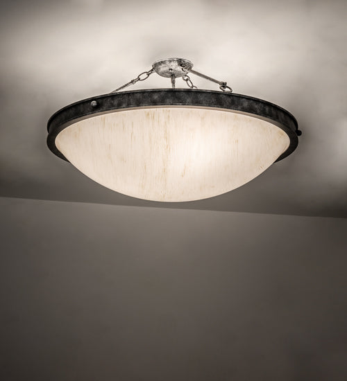 Meyda Lighting Dionne 31" 3-Light Gunmetal Semi-flush Mount Light With Ivory Linen Idalight Shade