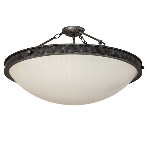 Meyda Lighting Dionne 31" 3-Light Gunmetal Semi-flush Mount Light With Ivory Linen Idalight Shade