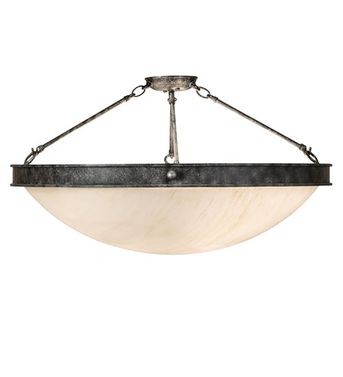 Meyda Lighting Dionne 31" 3-Light Gunmetal Semi-flush Mount Light With Ivory Linen Idalight Shade