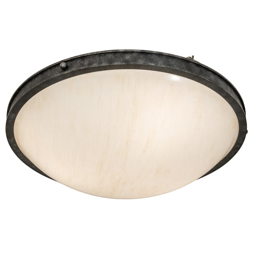 Meyda Lighting Dionne 31" 3-Light Gunmetal Semi-flush Mount Light With Ivory Linen Idalight Shade