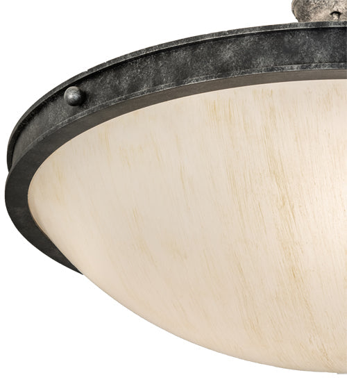Meyda Lighting Dionne 31" 3-Light Gunmetal Semi-flush Mount Light With Ivory Linen Idalight Shade
