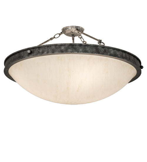 Meyda Lighting Dionne 31" 3-Light Gunmetal Semi-flush Mount Light With Ivory Linen Idalight Shade