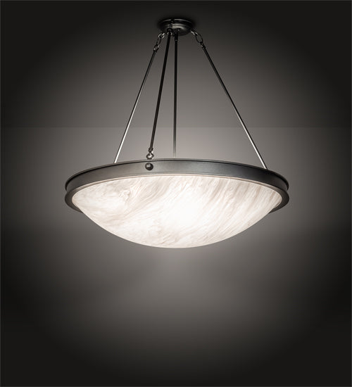 Meyda Lighting Dionne 31" 6-Light Blackened Pewter Inverted Pendant Light With White Angelwing Idalight Shade