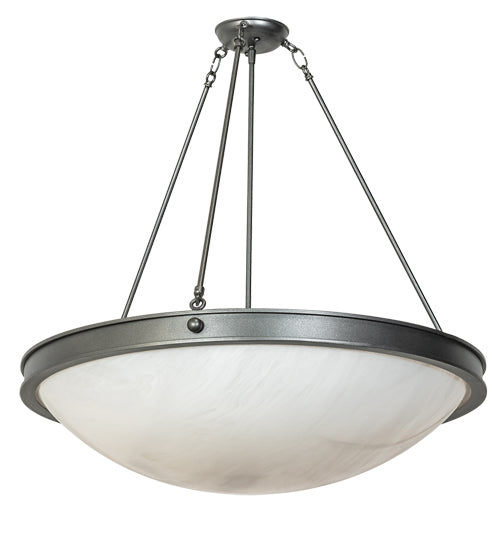 Meyda Lighting Dionne 31" 6-Light Blackened Pewter Inverted Pendant Light With White Angelwing Idalight Shade