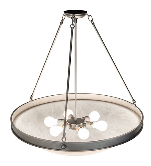 Meyda Lighting Dionne 31" 6-Light Blackened Pewter Inverted Pendant Light With White Angelwing Idalight Shade