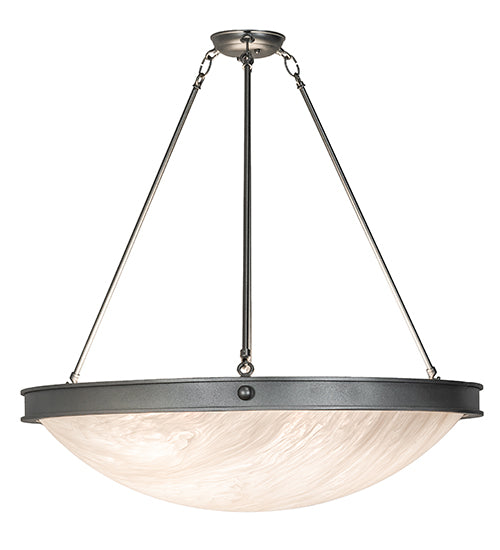 Meyda Lighting Dionne 31" 6-Light Blackened Pewter Inverted Pendant Light With White Angelwing Idalight Shade