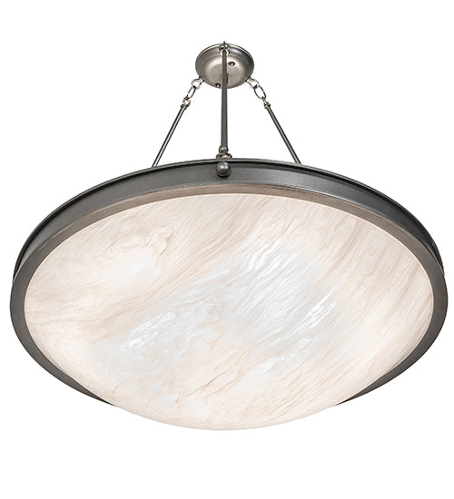 Meyda Lighting Dionne 31" 6-Light Blackened Pewter Inverted Pendant Light With White Angelwing Idalight Shade