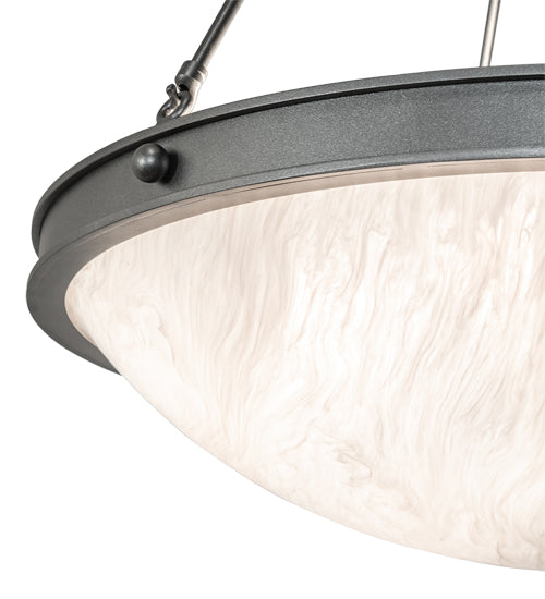 Meyda Lighting Dionne 31" 6-Light Blackened Pewter Inverted Pendant Light With White Angelwing Idalight Shade