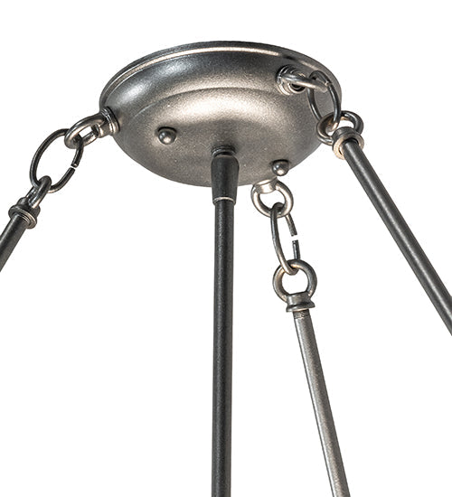 Meyda Lighting Dionne 31" 6-Light Blackened Pewter Inverted Pendant Light With White Angelwing Idalight Shade