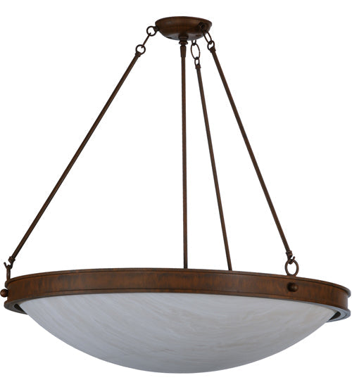 Meyda Lighting Dionne 31" 6-Light Rustic Iron Inverted Pendant Light With Fleshtone Idalight Shade Glass
