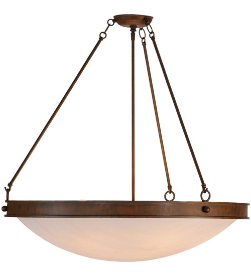 Meyda Lighting Dionne 31" 6-Light Rustic Iron Inverted Pendant Light With Fleshtone Idalight Shade Glass