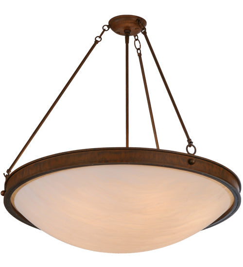 Meyda Lighting Dionne 31" 6-Light Rustic Iron Inverted Pendant Light With Fleshtone Idalight Shade Glass