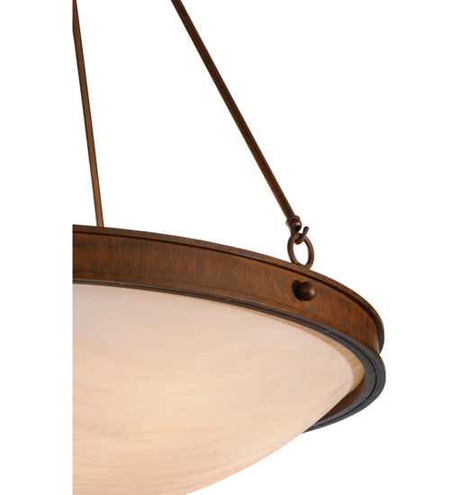 Meyda Lighting Dionne 31" 6-Light Rustic Iron Inverted Pendant Light With Fleshtone Idalight Shade Glass
