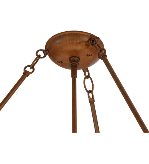 Meyda Lighting Dionne 31" 6-Light Rustic Iron Inverted Pendant Light With Fleshtone Idalight Shade Glass