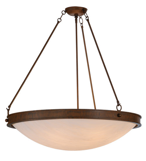 Meyda Lighting Dionne 31" 6-Light Rustic Iron Inverted Pendant Light With Fleshtone Idalight Shade Glass