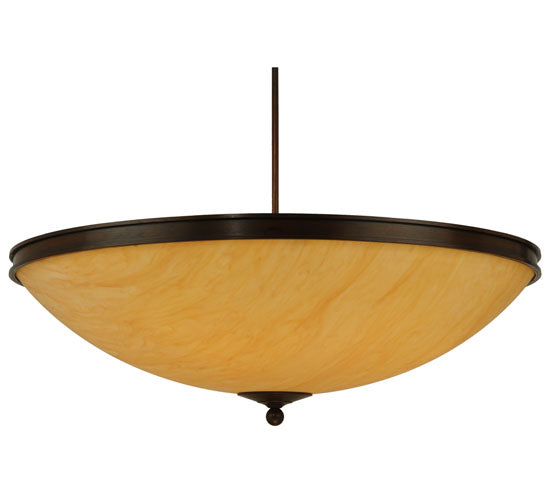 Meyda Lighting Dionne 36" 8-Light Rustic Iron Inverted Pendant Light With Tawnyrock Idalight Shade Glass
