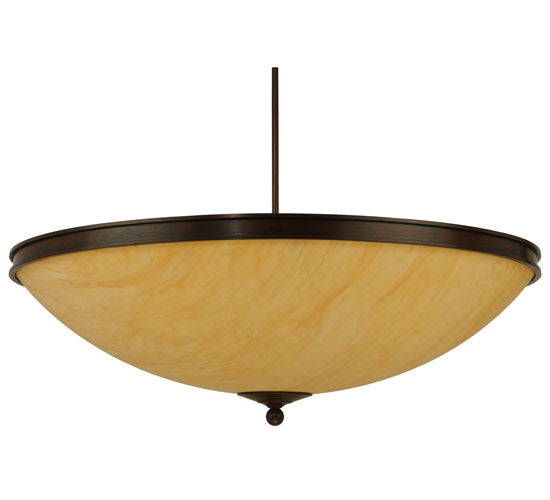 Meyda Lighting Dionne 36" 8-Light Rustic Iron Inverted Pendant Light With Tawnyrock Idalight Shade Glass