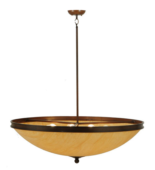 Meyda Lighting Dionne 36" 8-Light Rustic Iron Inverted Pendant Light With Tawnyrock Idalight Shade Glass