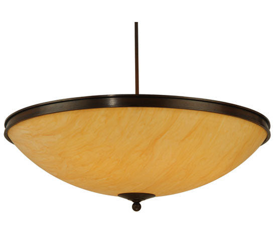Meyda Lighting Dionne 36" 8-Light Rustic Iron Inverted Pendant Light With Tawnyrock Idalight Shade Glass