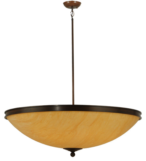 Meyda Lighting Dionne 36" 8-Light Rustic Iron Inverted Pendant Light With Tawnyrock Idalight Shade Glass