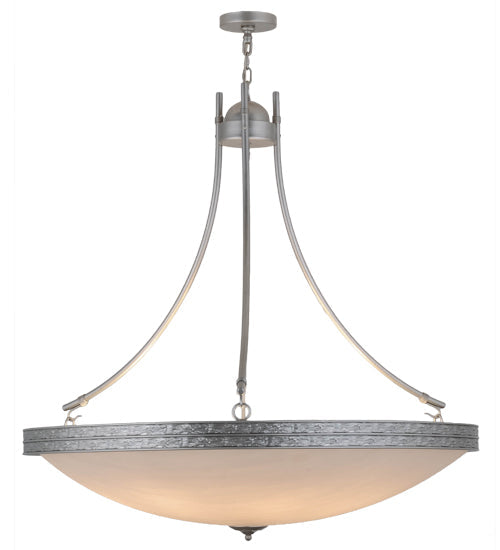 Meyda Lighting Dionne 48" 8-Light Nickel Powder Coat Pendant Light With Whitestone Idalight Shade Glass