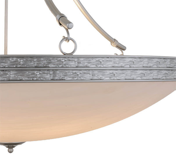 Meyda Lighting Dionne 48" 8-Light Nickel Powder Coat Pendant Light With Whitestone Idalight Shade Glass