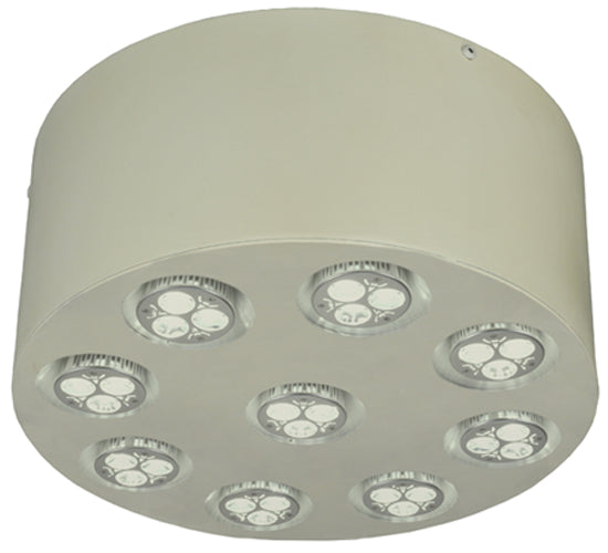 Meyda Lighting Discovery 12" 9-Light LED Pewter Flush Mount Light With White Shade