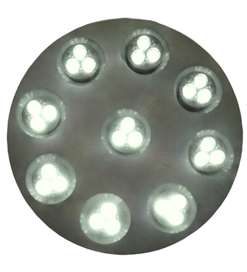 Meyda Lighting Discovery 12" 9-Light LED Pewter Flush Mount Light With White Shade