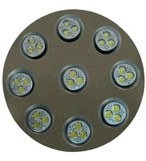 Meyda Lighting Discovery 12" 9-Light LED Pewter Flush Mount Light With White Shade