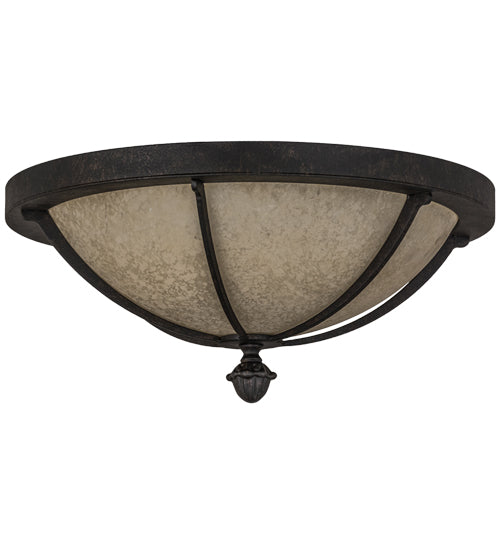 Meyda Lighting Dominga 16" 3-Light Chestnut Flush Mount Light With Beige Turisomo Art Shade Glass