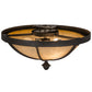 Meyda Lighting Dominga 16" 3-Light Chestnut Flush Mount Light With Beige Turisomo Art Shade Glass