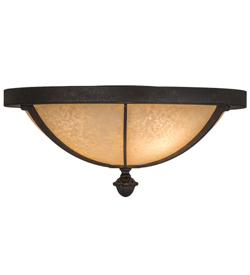 Meyda Lighting Dominga 16" 3-Light Chestnut Flush Mount Light With Beige Turisomo Art Shade Glass