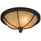 Meyda Lighting Dominga 16" 3-Light Chestnut Flush Mount Light With Beige Turisomo Art Shade Glass