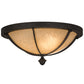 Meyda Lighting Dominga 16" 3-Light Chestnut Flush Mount Light With Beige Turisomo Art Shade Glass