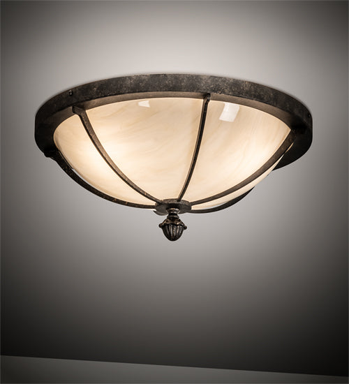 Meyda Lighting Dominga 16" 3-Light Golden Bronze Flush Mount Light With Creme Carrara Idalight Shade