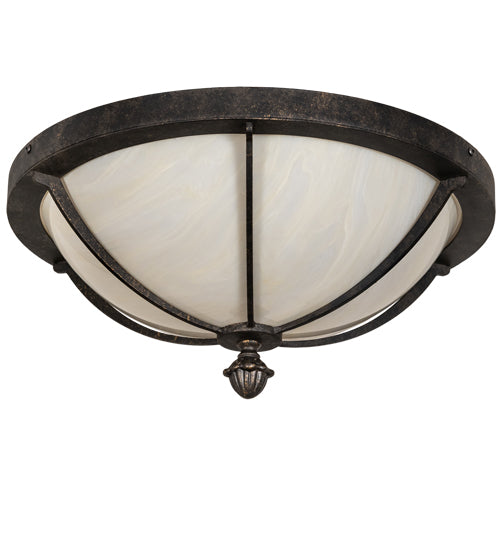 Meyda Lighting Dominga 16" 3-Light Golden Bronze Flush Mount Light With Creme Carrara Idalight Shade
