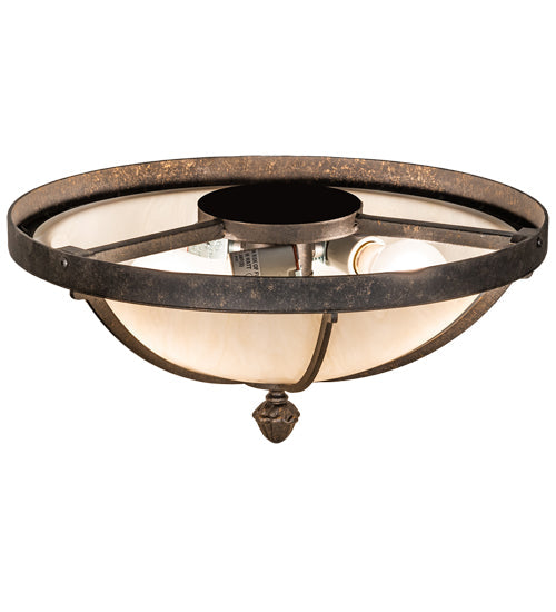 Meyda Lighting Dominga 16" 3-Light Golden Bronze Flush Mount Light With Creme Carrara Idalight Shade