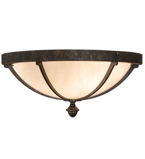 Meyda Lighting Dominga 16" 3-Light Golden Bronze Flush Mount Light With Creme Carrara Idalight Shade