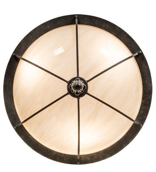 Meyda Lighting Dominga 16" 3-Light Golden Bronze Flush Mount Light With Creme Carrara Idalight Shade